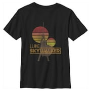 Boy's Star Wars Retro Luke Skywalker Silhouette Graphic Tee Black Small